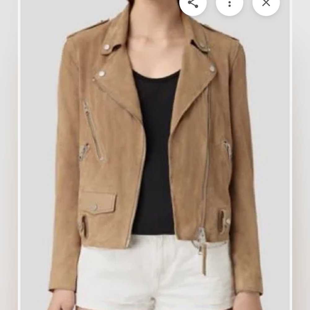 All Saints Richardson Biker Sand  Brown Women Jacket.
